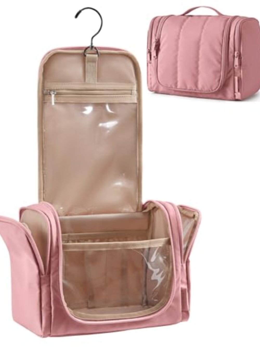BAGSMART Hanging Toiletry Bag Waterproof Puffy Quilted Makeup Organizer